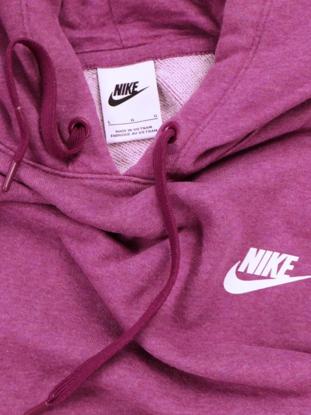 Nike Hoodie Large Plum Oversized Pullover Sweatshirt Swoosh Logo